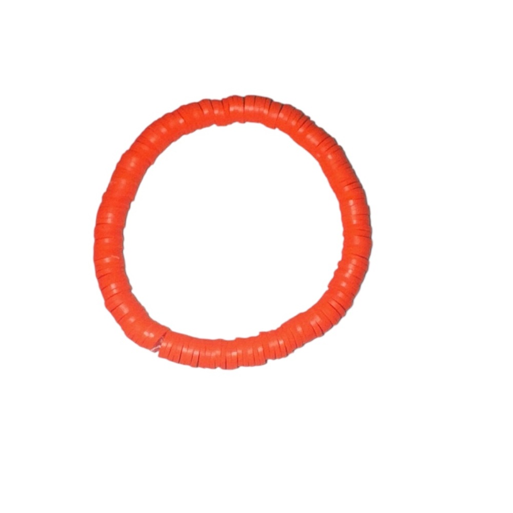 3 FOR $20 HANDCRAFTED Neon Orange Beaded Clay Bracelet